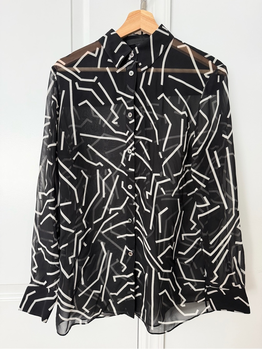 Alexander Wang Sheer Silk Geometric Print Blouse – Size 4